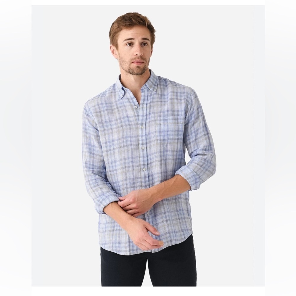 Peter Millar Men's Beachwood Linen Sport Shirt size XXL blue